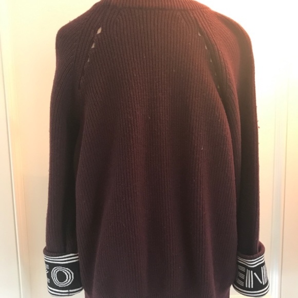 Ribbed Knit Kenzo Sweater in Burgundy - Picture 6 of 8